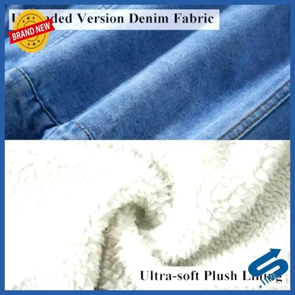Men's Slim Fit Denim Jacket with Multiple Pockets, Machine Washable